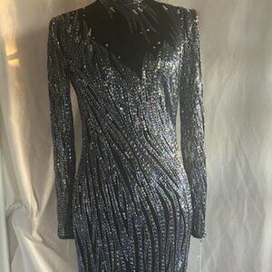 Vintage Bob Mackie Blue Silk Dress